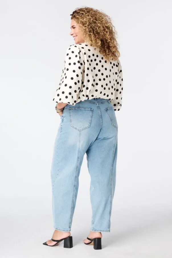 Barrel jeans met siernaden