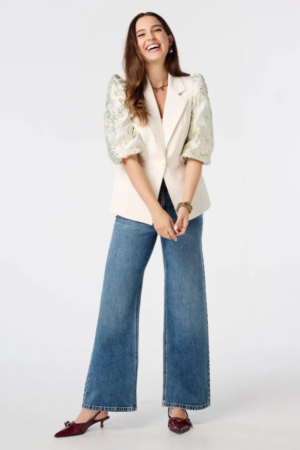 Blazer met korte mouwen met opdruk