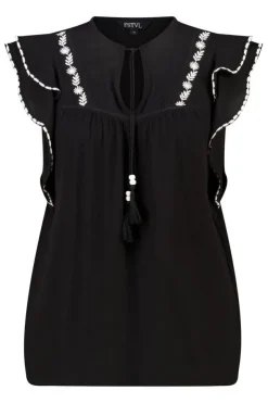 Blouse met korte ruffle mouwen