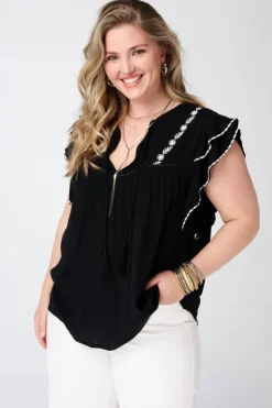 Blouse met korte ruffle mouwen