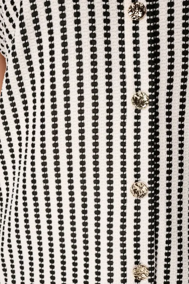 Bouclé top met print