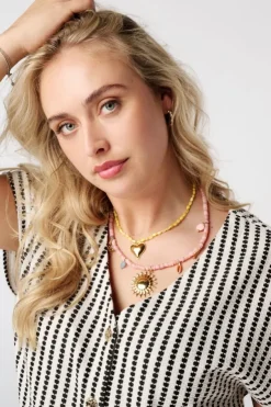 Bouclé top met print