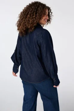 Denim blouse met sjaaltje