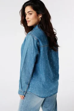 Denim blouse met strass
