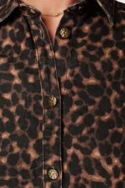 Denim jurk met animal print