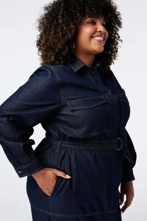 Denim jurk met ceintuur