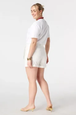 Denim short met tailleband