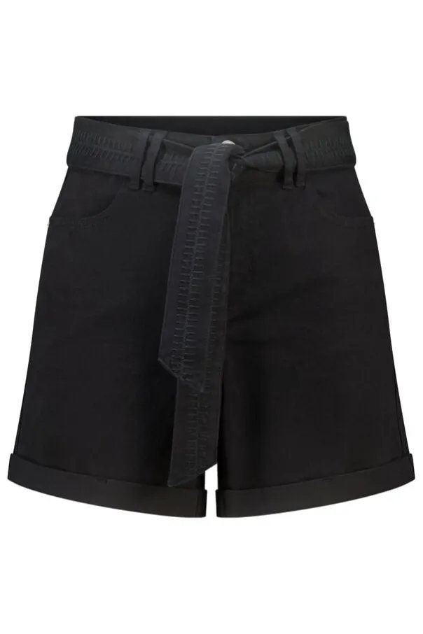 Denim short met tailleband