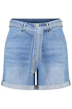 Denim short met tailleband