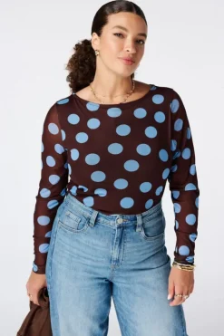 Doorschijnende top met polka dot