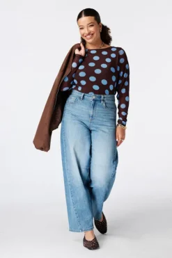 Doorschijnende top met polka dot