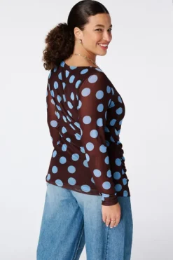 Doorschijnende top met polka dot