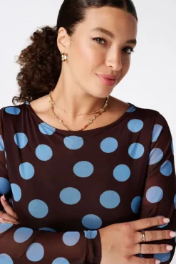 Doorschijnende top met polka dot