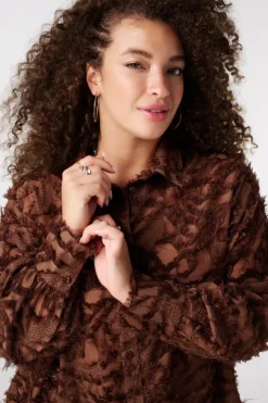 Fluffy blouse met opdruk