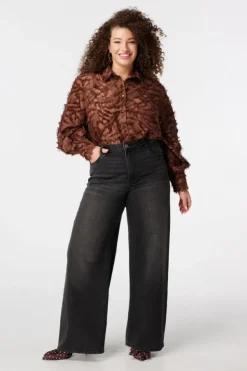 Fluffy blouse met opdruk