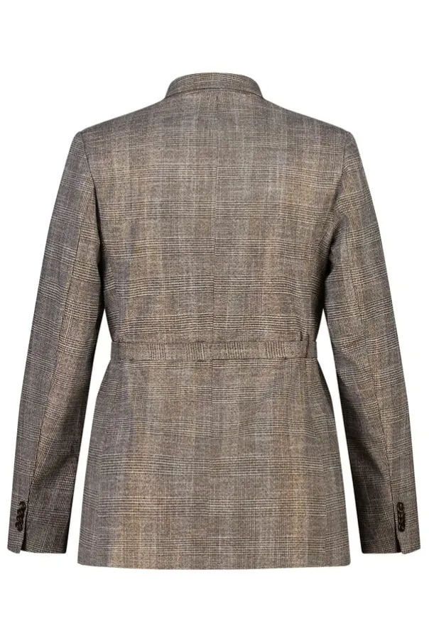 Geruite blazer met ceintuur