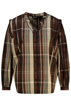 Geruite blouse met volant