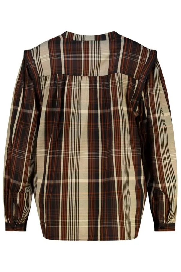 Geruite blouse met volant