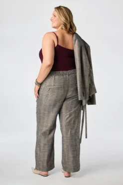 Geruite wide leg broek