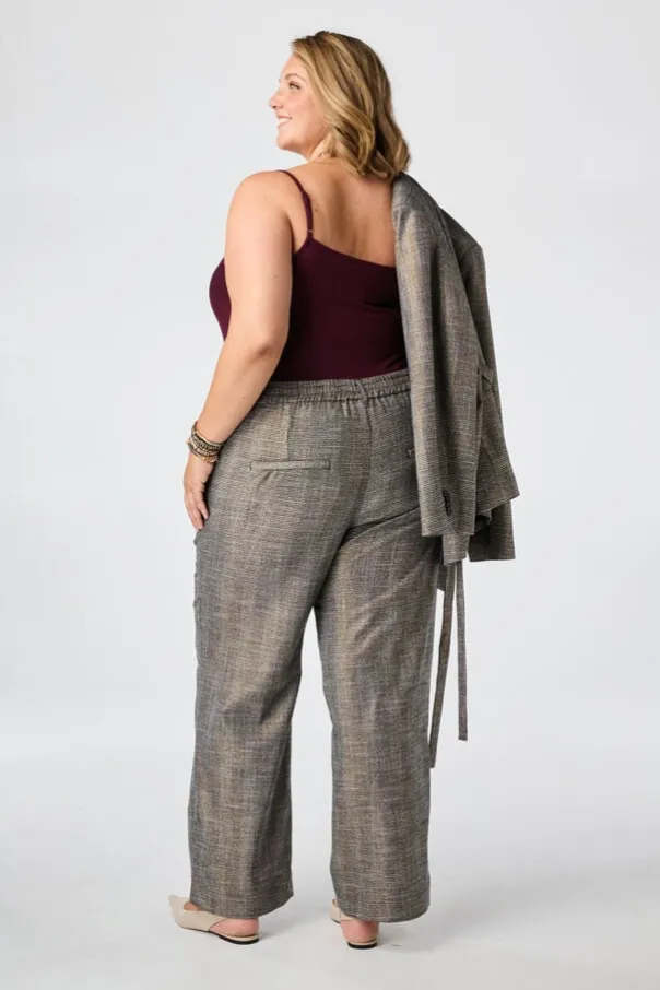 Geruite wide leg broek