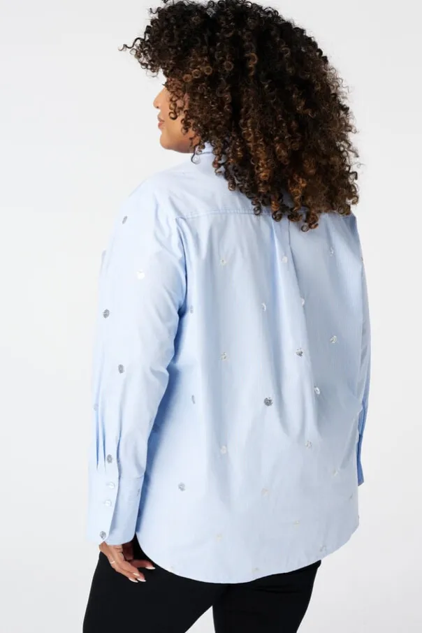 Gestreepte blouse met pailletten