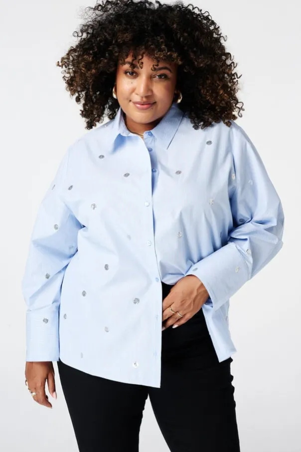 Gestreepte blouse met pailletten
