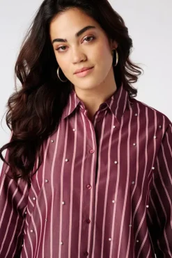 Gestreepte blouse met parels