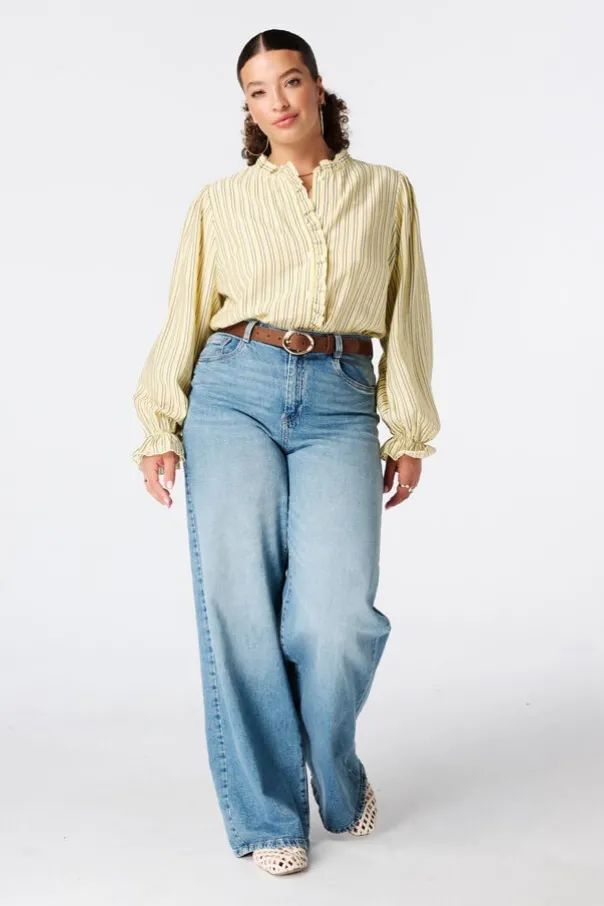 Gestreepte blouse met volants