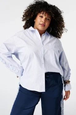 Gestreepte blouse met volants