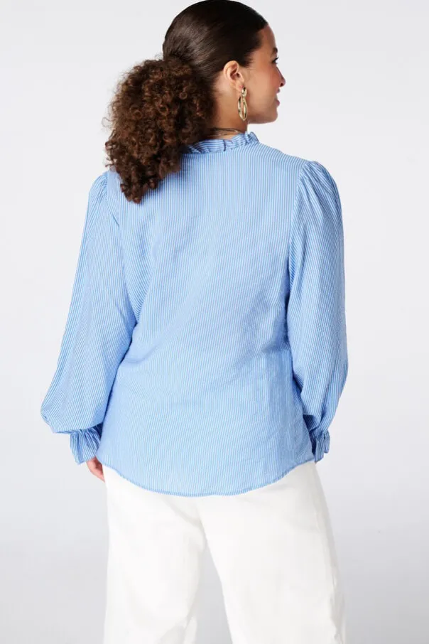 Gestreepte blouse met volants