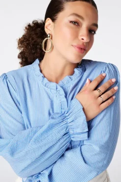 Gestreepte blouse met volants