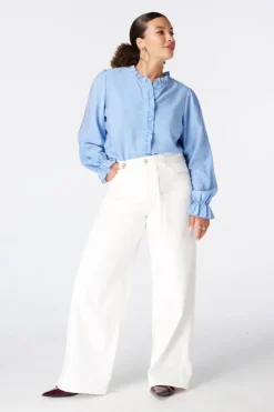 Gestreepte blouse met volants