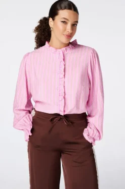 Gestreepte blouse met volants