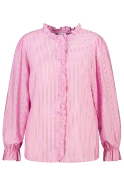Gestreepte blouse met volants