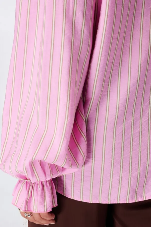 Gestreepte blouse met volants