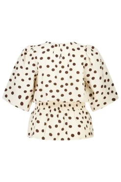 Getailleerde blouse met polka dot