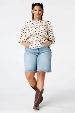 Getailleerde blouse met polka dot