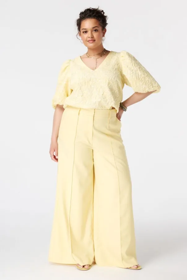Jacquard blouse met pofmouwen
