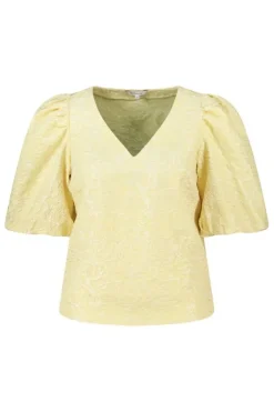 Jacquard blouse met pofmouwen