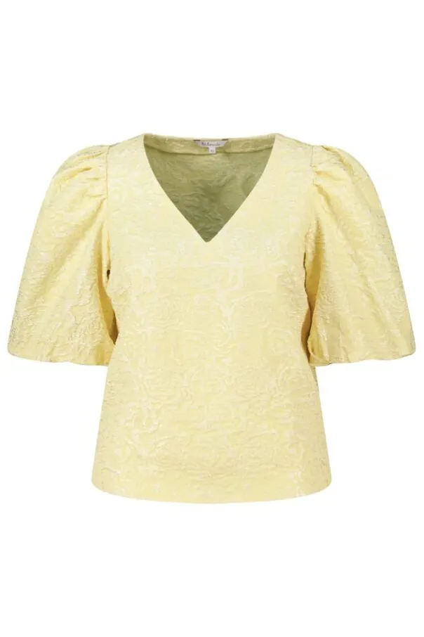 Jacquard blouse met pofmouwen