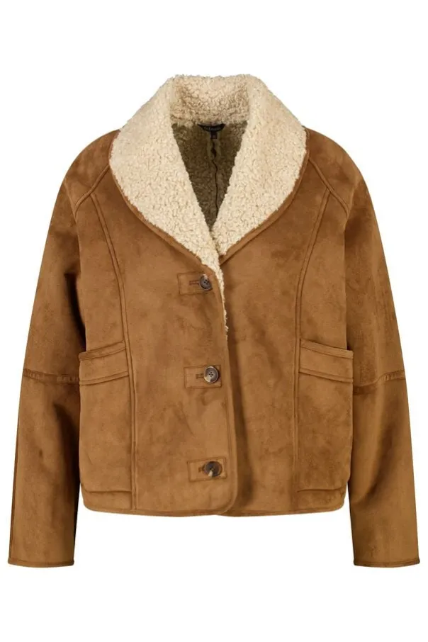 Jas in suedine look met teddy kraag