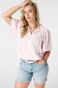 Katoenen blouse met borduursel