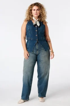 Lang denim gilet