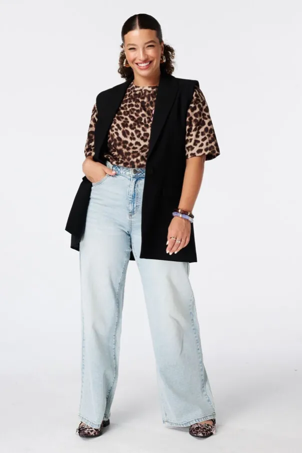 Lang gilet met knoopsluiting