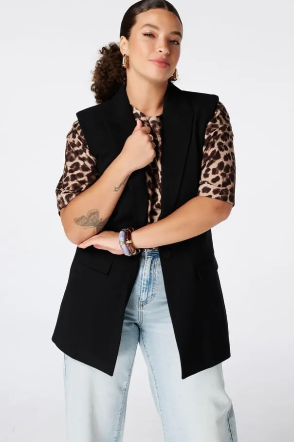 Lang gilet met knoopsluiting