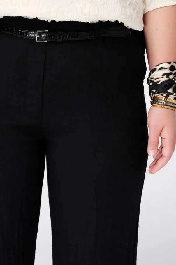 Linnen look broek met ceintuur