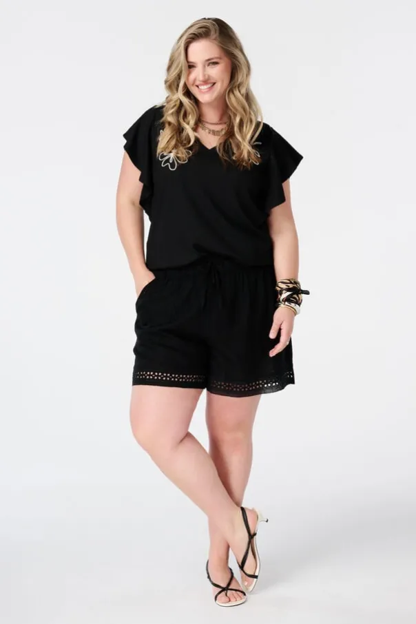 Linnen short met elastische taille