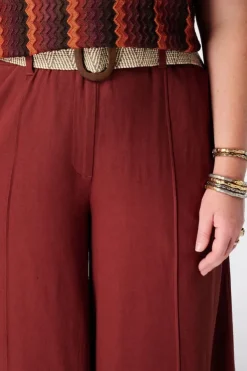 Linnen wide leg broek met ceintuur