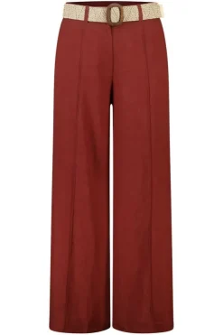 Linnen wide leg broek met ceintuur