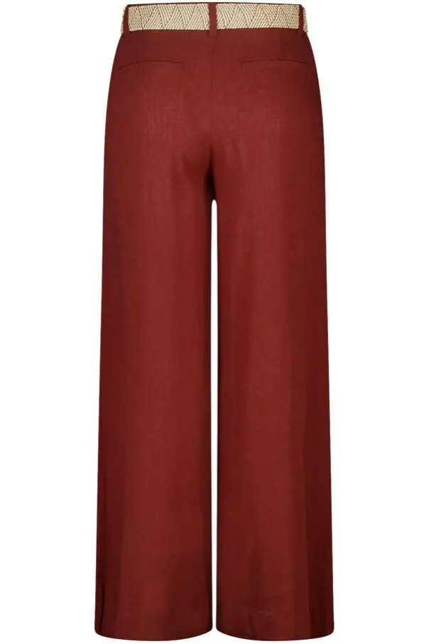 Linnen wide leg broek met ceintuur